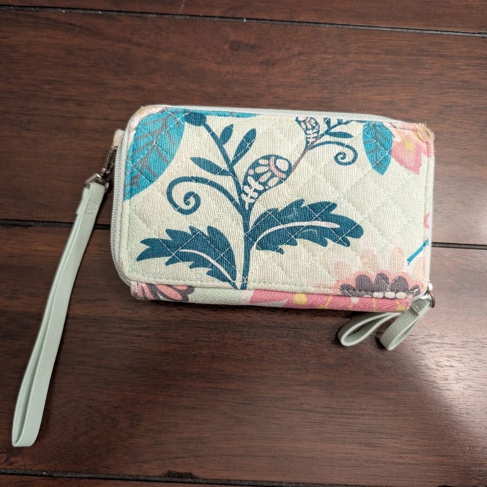 Vera Bradley Mint Flowers Hipster Crossbody Bag & Accordion Wristlet - Picture 8 of 16
